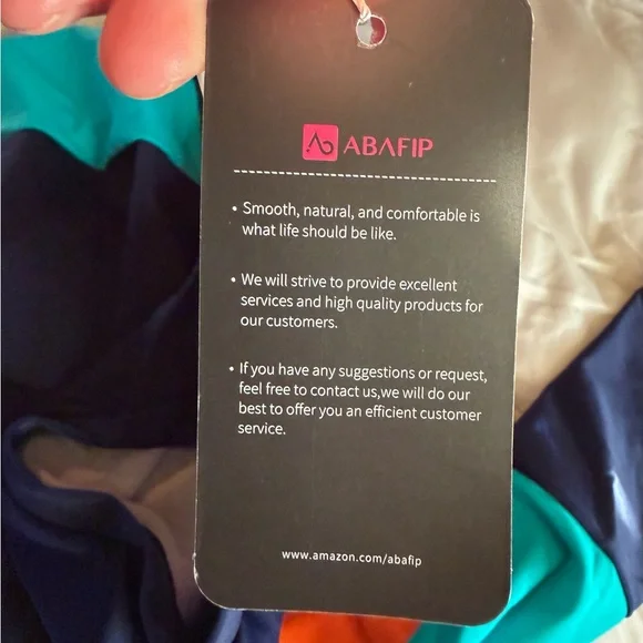 Long-Sleeve Colorblock Zip Front One-Piece Swimsuit - Navy, Teal & Orange - Picture 6 of 8